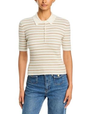 PAIGE Summit Ribbed Polo Top - White
