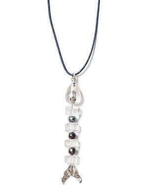 Chan Luu Multi Gemstone Fish Cord Pendant Necklace, 42 - Metallic