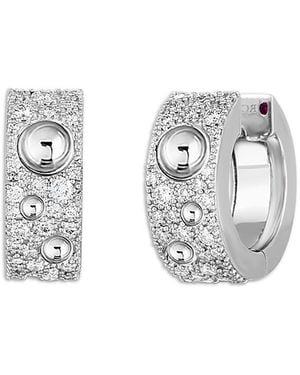 Roberto Coin 18K Pois Mois Diamond Luna Small Hoop Earrings - Metallic