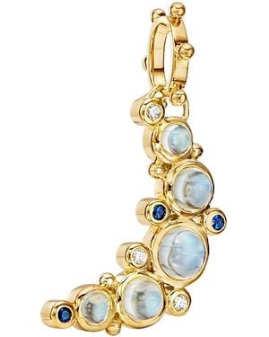Temple St. Clair 18K Celestial Diamond, Moonstone & Sapphire Crescent Moon Pendant - Blue