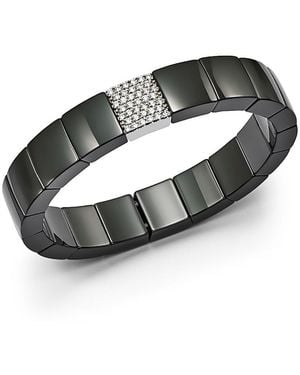 ’ROBERTO DEMEGLIO 18K & Ceramic Domino Square Stretch Bracelet With Diamonds - Metallic