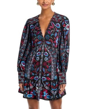 FARM Rio Long Sleeve Mini Dress - Blue