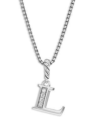 David Yurman Pave Initial Pendant Necklace - Metallic
