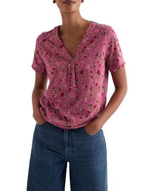 Seasalt Cornwall Barnoon V-Neck Short-Sleeve Top - Red