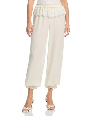 LoveShackFancy Clyra Silk Pants - Natural