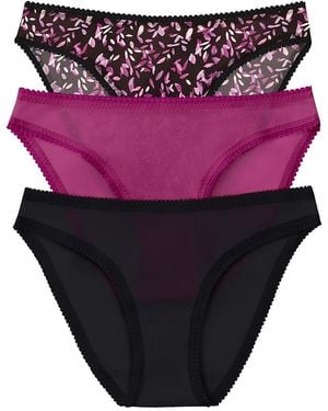 On Gossamer Mesh Hip Bikinis, Set Of 3 - Purple