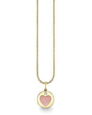 Sydney Evan 14K The Solara Mother Of Pearl & Diamond Heart Pendant Necklace, 16-18 - Metallic