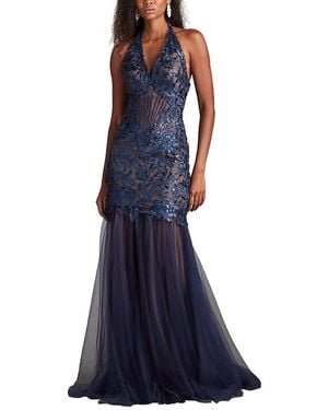 Tadashi Shoji Evaine Sequin Embroidered Tulle Gown - Blue