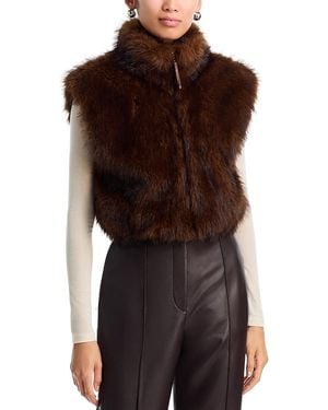 MILLY Elinor Faux Fur Vest - Brown