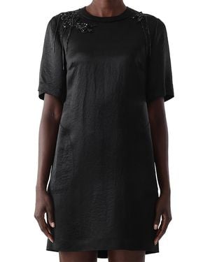 Jason Wu Short Sleeve Embellished Mini Dress - Black