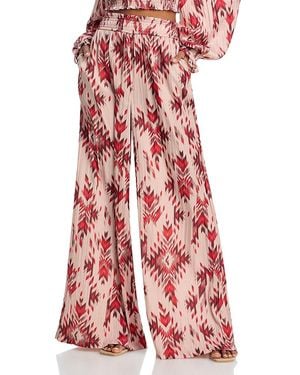 L'Agence Lyra Smocked Waist Pants - Red