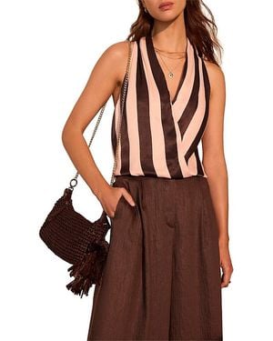 Mint Velvet Striped Wrap Top - Brown