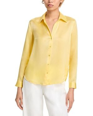 L'Agence Tyler Silk Button Front Blouse - Yellow