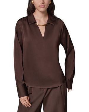 Donna Karan Embellished Long Sleeve Blouse - Brown