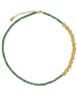 Ottoman Hands Waterproof Emerald Beaded Necklace - Metallic