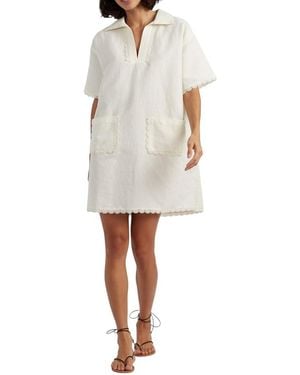 Chinti & Parker Linen-Blend Scallop Tunic Dress - White