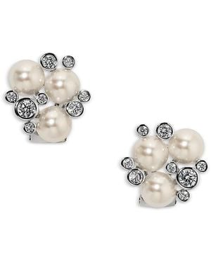 Nadri Cubic Zirconia & Imitation Pearl Under The Sea Crown Cluster Stud Earrings - Metallic