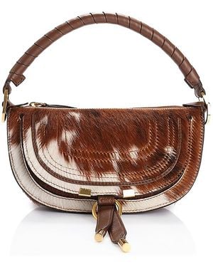 Chloé Marcie Mini Calf Hair Handbag - Brown