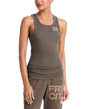 Freecity Cotton Ribbed Logo Tank - Gray