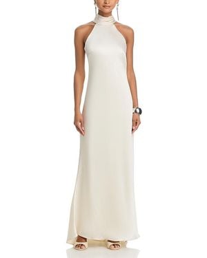 Aqua Sleeveless Satin Gown - White