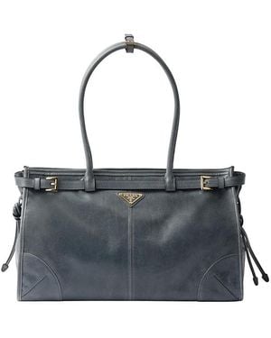 Prada Bonnie Large Leather Handbag - Blue