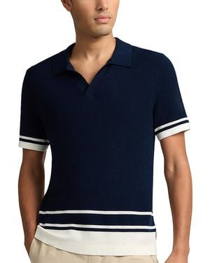 Onia Cotton Textured Johnny Collar Polo - Blue