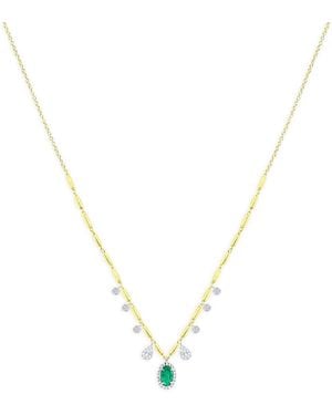 Meira T 14K & Emerald & Diamond Necklace, 16 - Metallic