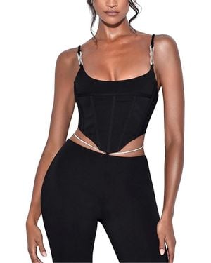 Miss Circle Tristyn Crystal Strap Corset Top - Black