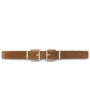 Maje Double Buckle Suede Belt - White