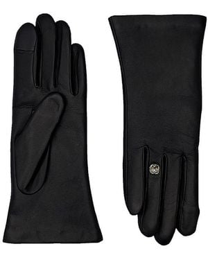 Agnelle Lambskin Glove With Gem On The Ring Finger - Black