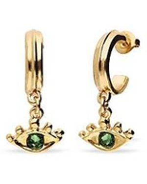 Uno De 50 Plated Hoop Earrings With Eye Detail With Crystal - Metallic