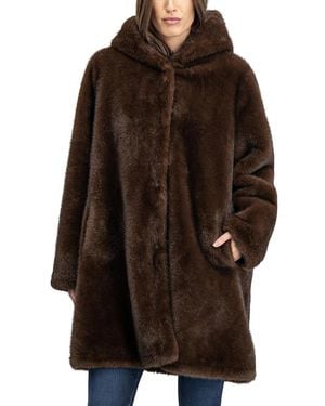 Lyla Grant Faux Fur Mink Reversible Parka Coat - Brown
