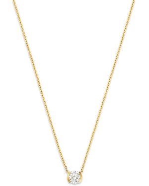 Moon & Meadow 14K Lab Grown Diamond Half Bezel Pendant Necklace, 16-18 - Metallic