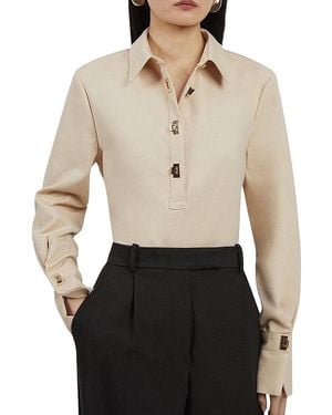 Karen Millen Techno Cotton Clasp Shirt - White