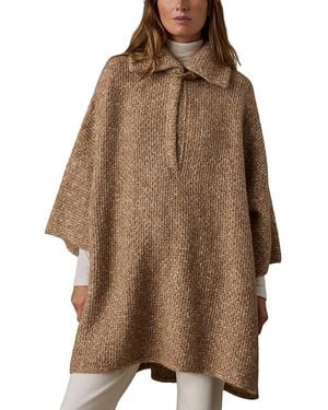 Faherty Apres Cotton & Alpaca Poncho Sweater - Brown