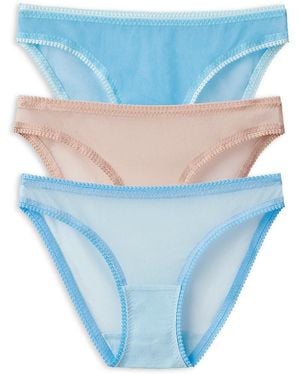 On Gossamer Mesh Hip Bikinis, Set Of 3 - Blue