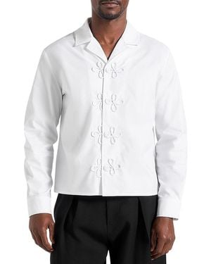 Manière De Voir Valen Embroidered Closure Long Sleeve Shirt - White