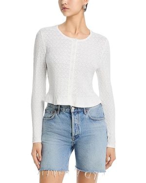 Aqua Pointelle Cardigan Sweater - Blue