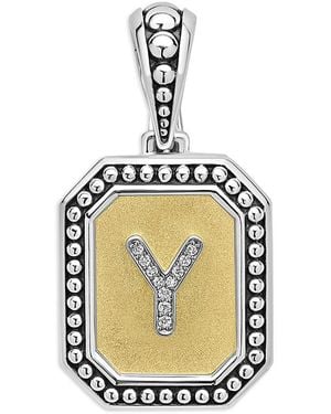 Lagos Signature Caviar Sterling & 18K Octagon Diamond A Initial Charm, 0.05 Ct. T. W - Metallic