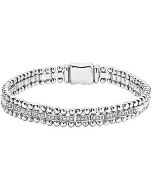 Lagos Sterling Caviar Spark Diamond Link Bracelet - Metallic