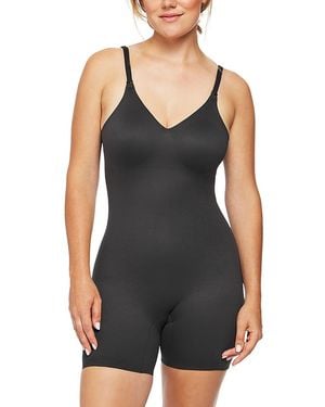 Tc Fine Intimates Dress Rehearsal Low Back Mid Thigh Bodysuit - Black