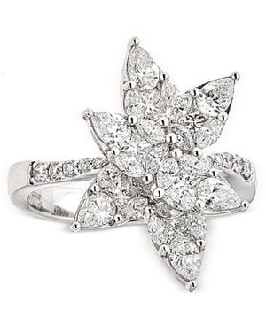 Zydo 18K Mosaic Diamond Flower Cocktail Ring - White