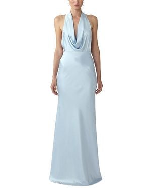 SAU LEE Satin Cowl Neck Gown - Blue