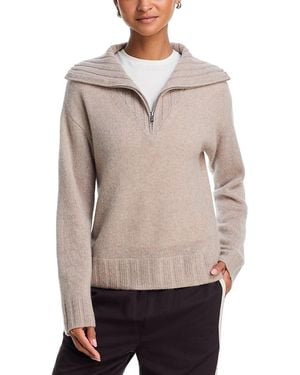 Aqua Cashmere Half Zip Sweater - Gray