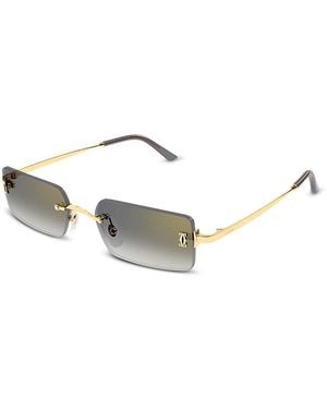 Cartier Rectangular Sunglasses, 56Mm - Metallic