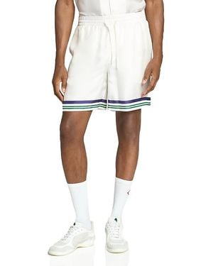CASABLANCA Hotel Emblem Silk Shorts - White