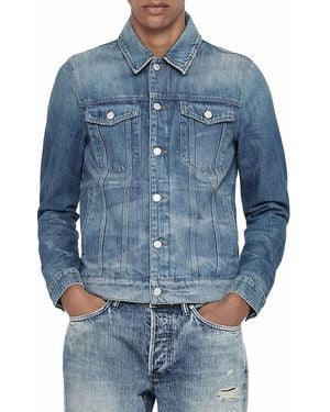 AllSaints Cotton Fitted Pocket Trucker Jacket - Blue