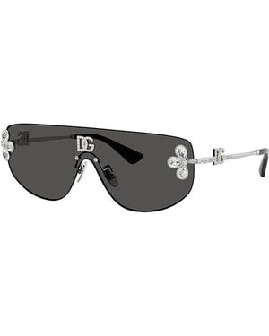 Dolce & Gabbana Rectangular Shield Sunglasses, 138Mm - Gray