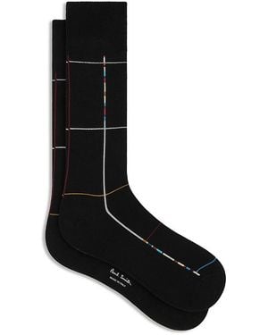 Paul Smith Signature Check Cotton Blend Socks - Black