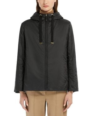 Max Mara Hooded Zip Front Quilted Jacket - Black
